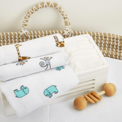 Image showing the Boutique Pack of 3 Cotton Muslin Squares, 70 x 70cm, Jungle Jam product.