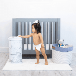 Image showing the Odour-Reducing Nappy Bin, Marble product.
