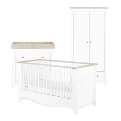 Image showing the Clara 3 Piece Nursery Furniture Set excl. Mattress, Driftwood Ash product.