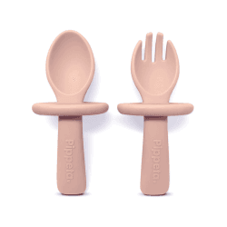 Image showing the My 1st Silicone Spoon & Fork, Ash Rose product.