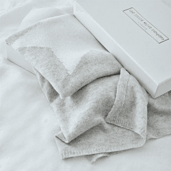 Image showing the Star Cashmere Baby Blanket, 75 x 100cm, Pale Grey Marl product.
