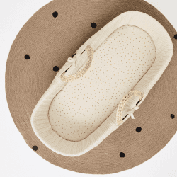 Image showing the Organic Moses Basket Fitted Sheet, W30 x L70cm, Linen Rice product.