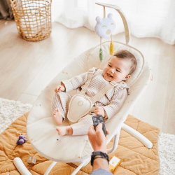 Image showing the Lateral Baby Swing with Remote, Cream product.