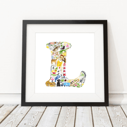 Image showing the L Alphabet Print, 30.5 x 30.5cm, Multi product.