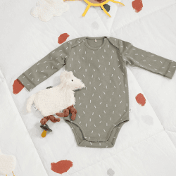 Image showing the Long Sleeve Bodysuit with Print GOTS, 3 - 6 Months, Speckles Olive product.