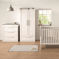 Image showing the Atlas 3 Piece Nursery Furniture Set (excl. Mattress), Nimbus White product.