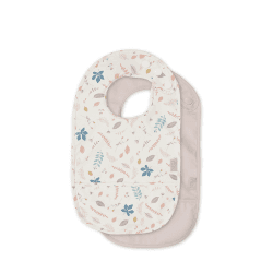Image showing the Pack of 2 Recycled Polyester Bibs with Pocket, Pressed Leaves Rose, Dusty Rose product.