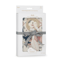 Image showing the Printed Muslin Cloth & Activity Ring Gift Set, Pressed Leaves Rose product.