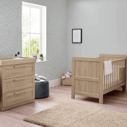 Image showing the Atlas 2 Piece Nursery Furniture Set (excl. Mattress), Light Oak product.