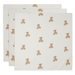 Image showing the Teddy Bear Pack of 3 Muslin Cloths, 70 x 70cm product.