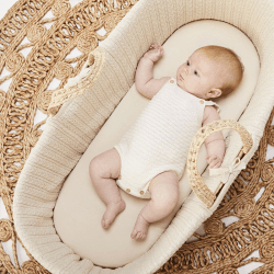 Image showing the Organic Moses Basket Fitted Sheet, 30 x 70 cm - 35 x 75 cm, Linen product.