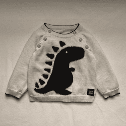 Image showing the Knitted Dino Jumper, 3 - 6 Months, Natural White product.