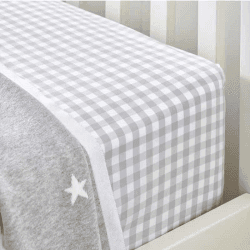 Image showing the Cot Bed Organic Gingham Fitted Sheet, 140 x 70cm, Grey product.
