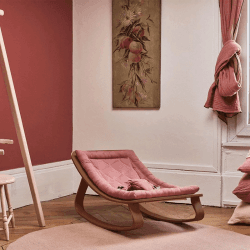 Image showing the Levo Wooden Baby Rocker, Beech, Bois de Rose product.