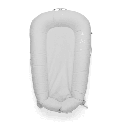 Image showing the Deluxe+ Dock Printed Baby Nest, Fog Grey Chambray product.