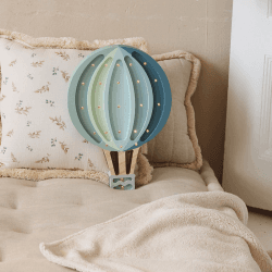 Image showing the Wooden Hot Air Baloon Lamp, Blue Rainbow product.