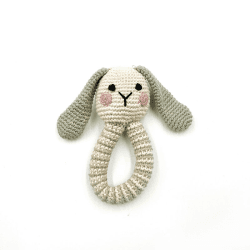 Image showing the Bunny Ring Rattle, Teal product.