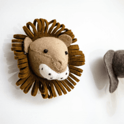 Image showing the Lion Head Mini Felt Animal Wall Decoration, Brown product.