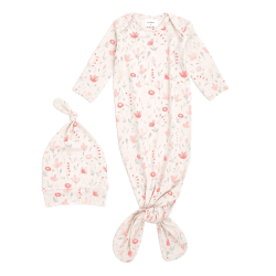 Image showing the Boutique Comfort Knit Knotted Gown & Hat Gift Set, 0 - 3 Months, Perennial product.