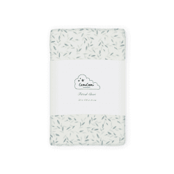 Image showing the Organic Cotton Cot Bed Fitted Sheet with Print, 140 x 70cm, Green Leaves product.
