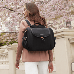 Image showing the Poppy Luxe Scuba Changing Backpack, Black product.