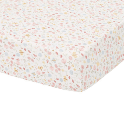 Image showing the Flowers & Butterflies Fitted Cot Fitted Sheet, Pink product.
