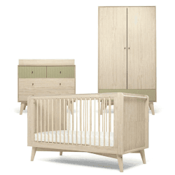 Image showing the Coxley 3 Piece Nursery Furniture Set (excl. Mattress), Natural/Olive product.