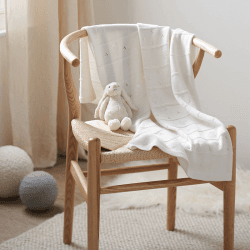 Image showing the Organic Cotton Heart Pointelle Blanket, White product.