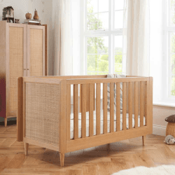 Image showing the Japandi Rattan Cot Bed, Light Oak product.