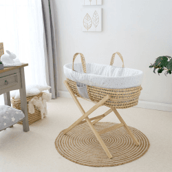 Image showing the Reversible Palm Moses Basket & Folding Stand Bundle, Stars & Stripes product.