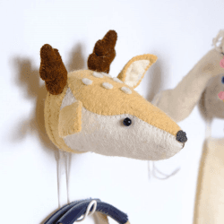 Image showing the Baby Deer Coat & Wall Hook, Cream product.