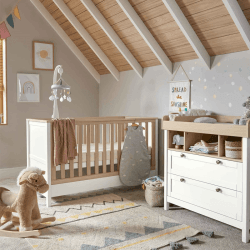 Image showing the Harwell 2 Piece Nursery Furniture Set excl. Mattress, White/Natural product.