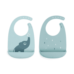 Image showing the Elphee Pack of 2 Silicone Bibs, Blue product.