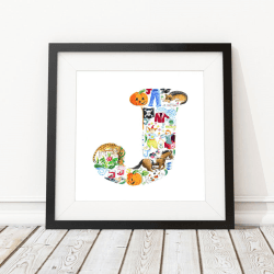 Image showing the J Alphabet Print, 30.5 x 30.5cm, Multi product.