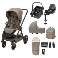 Image showing the Oxford Complete 9 Piece Travel System Bundle (+ Pebble 360 Car Seat), Twillic Truffle product.