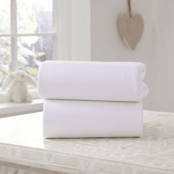 Image showing the Pack of 2 Moses Basket Sheets, 74 x 30cm, White product.