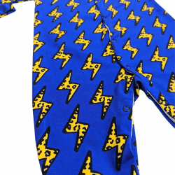 Image showing the Sleepsuit Romper, 3 - 6 Months, Lightning Bolts Blue product.