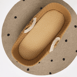 Image showing the Organic Moses Basket Fitted Sheet, Honey Rice product.