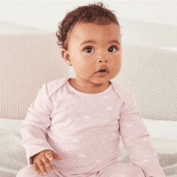 Image showing the Organic Cotton Cloud Sleepsuit, 3 - 6 Months, Rosebud product.