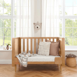 Image showing the Japandi Rattan Small Cot Bed, Light Oak product.