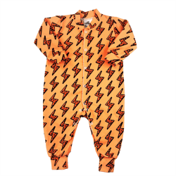 Image showing the Sleepsuit Romper, 3 - 6 Months, Lightning Bolts Orange product.
