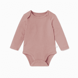 Image showing the Ribbed Long Sleeve Bodysuit, 3 - 6 Months, Rose product.
