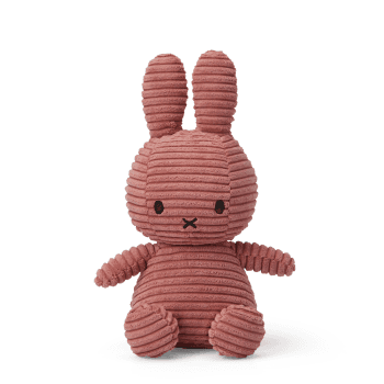 Image showing the Miffy Sitting Corduroy Soft Toy, 23cm, Dusty Rose product.