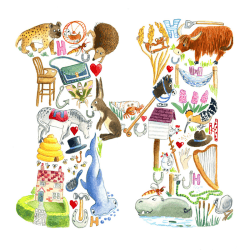 Image showing the H Alphabet Print, 30.5 x 30.5cm, Multi product.