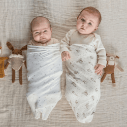 Image showing the Essentials Pack of 2 Silky Soft Bamboo Muslin Swaddles, 112 x 112cm, Healing Nature product.