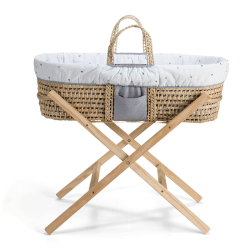 Image showing the Reversible Palm Moses Basket & Folding Stand Bundle, Lullaby Hearts product.