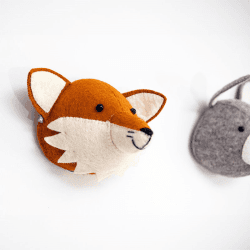 Image showing the Baby Fox Head Mini Felt Animal Wall Decoration, Orange product.