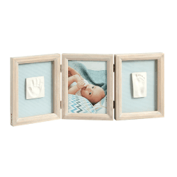 Image showing the Wooden - My Baby Double Imprint & Photo Frame, Grey product.