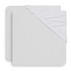 Image showing the Pack of 2 Jersey Bedside Crib Fitted Sheets, 50 x 80cm, White product.