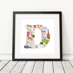 Image showing the D Alphabet Print, 30.5 x 30.5cm, Multi product.